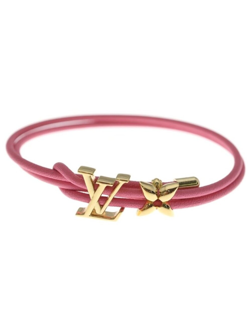 Louis Vuitton LV Blue Leather Bracelet Pink Gold